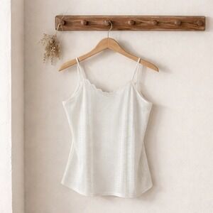 Unbranded Eyelet Lace Camisole Women Size Large White Excellent Romantic Top